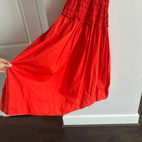 DOEN Marianne shirred cotton-poplin midi dress NEW Size Medium - Picture 3 of 7